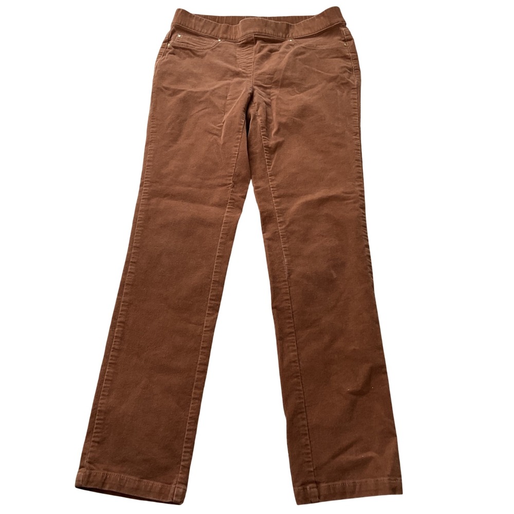 Rafaella Sport Comfort Rust Brown Corduroy Pull On Straight Leg Pants Womens 6